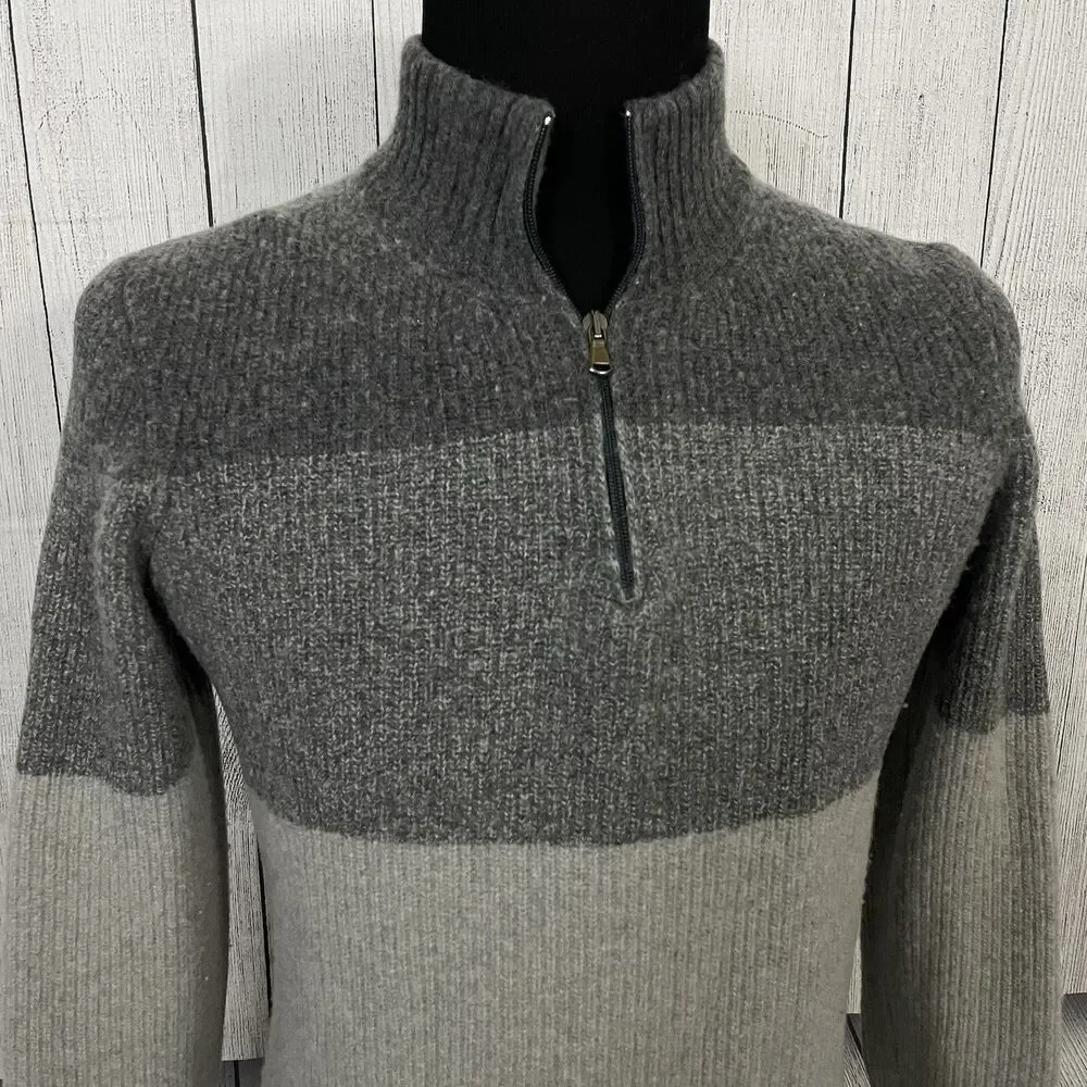 Giasone Men's XL Gray Colorblock Wool Blend Quarter Zip Italian Sweater
